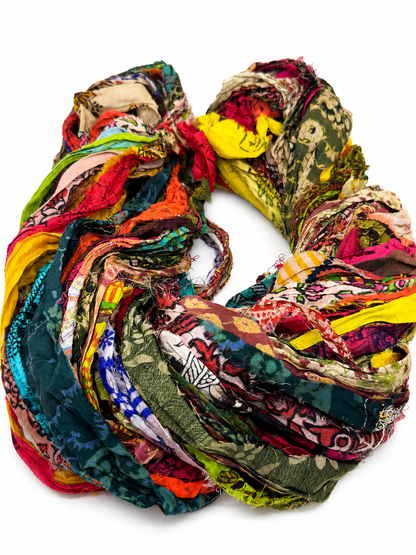 Sari silk ribbon yarn for fibre art
