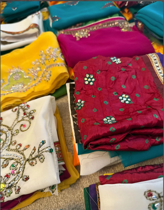 Sari silk fabric pack of four.
