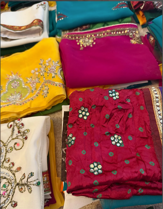 Sari silk fabric pack of four.