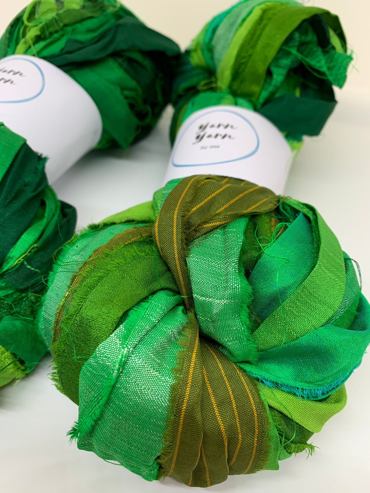 Craft Ribbon – Enchanted Green Sari Silk Ribbon.