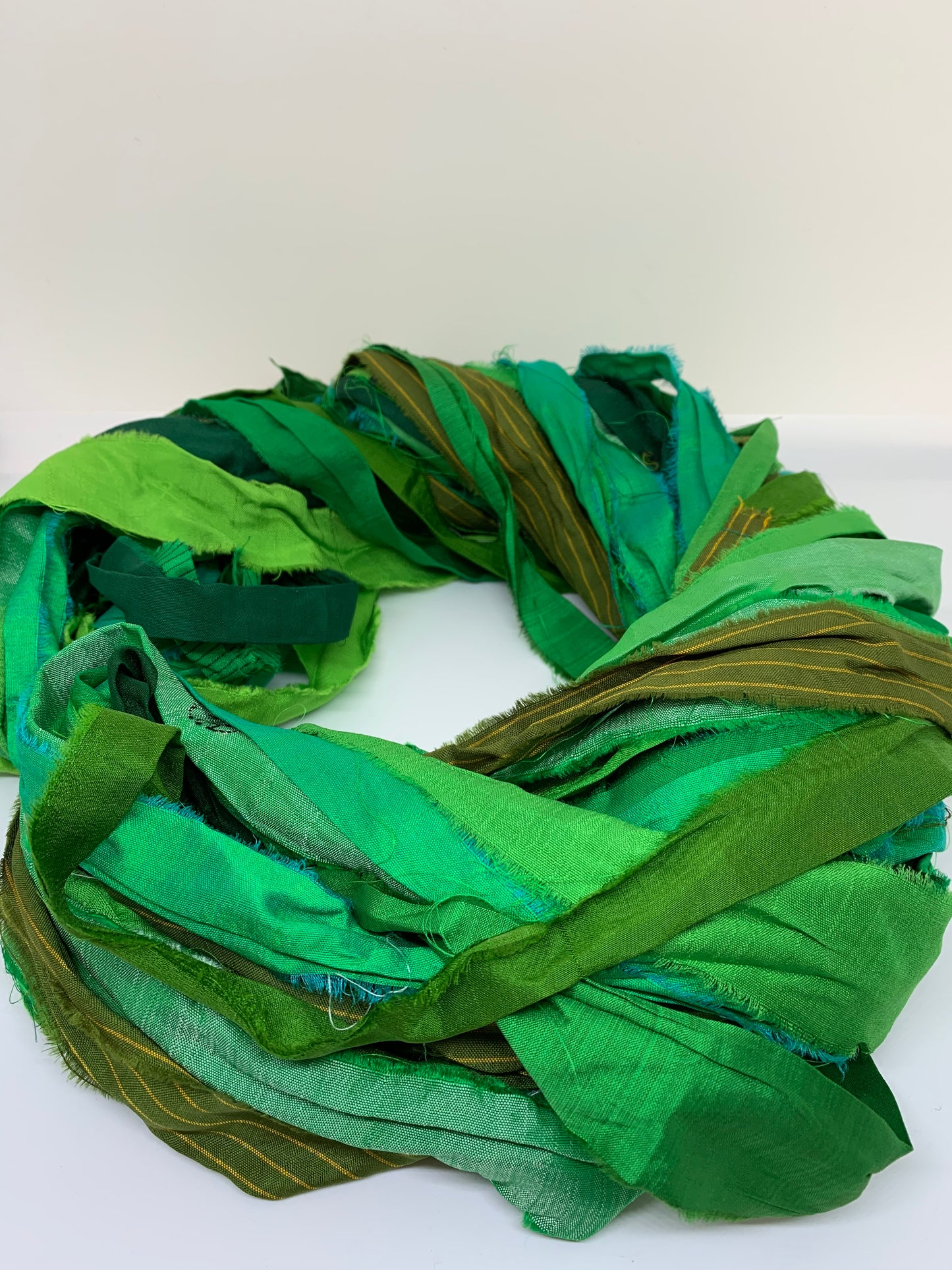 Craft Ribbon – Enchanted Green Sari Silk Ribbon.