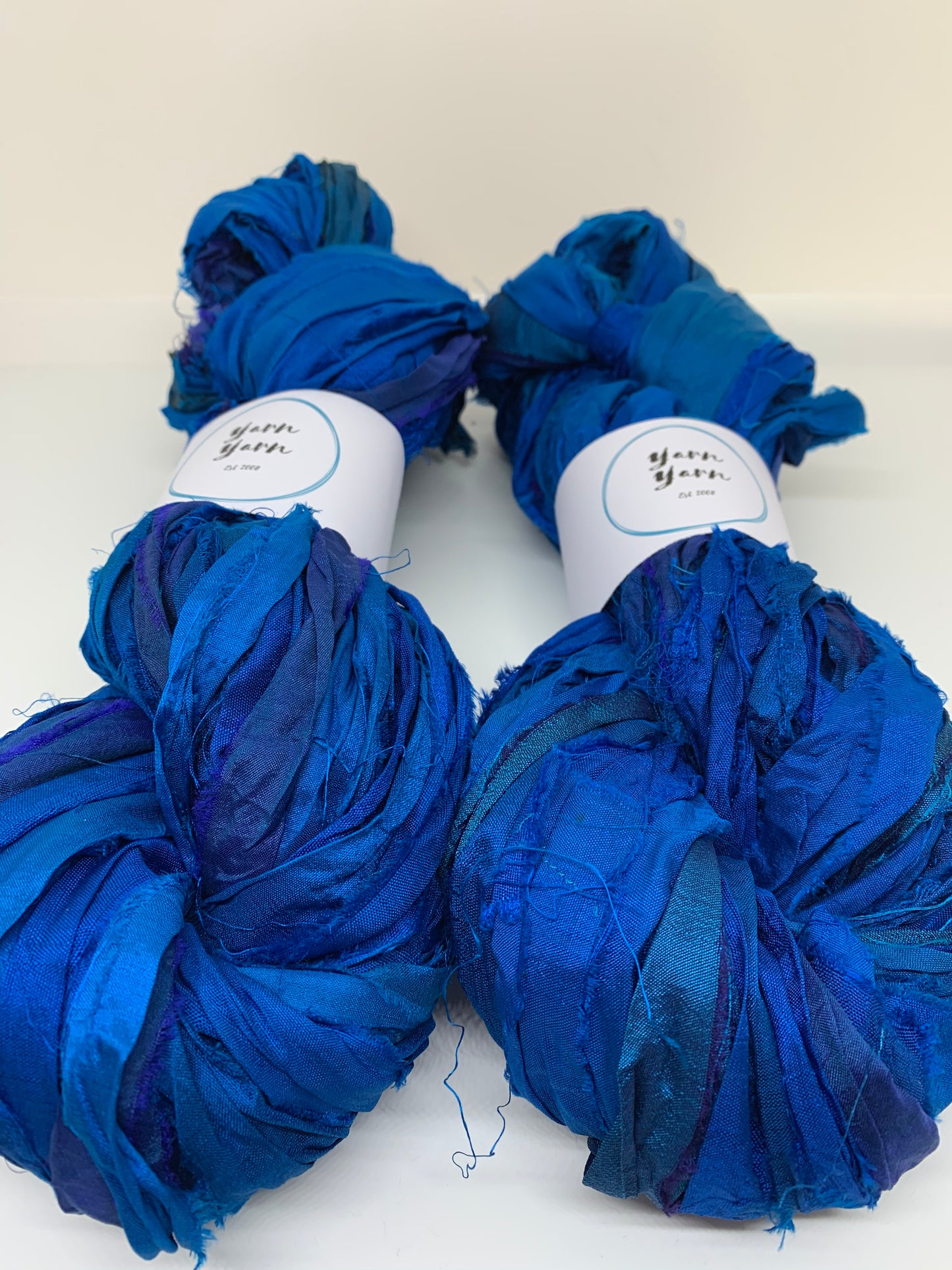 Sari Silk Ribbon Yarn In Midnight Blue for Textile Arts and Crafts