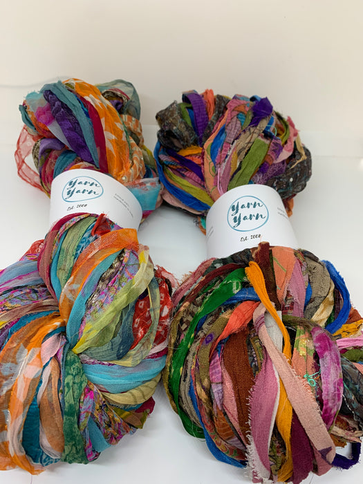 Remnants from silk scarf making. Chiffon silk.