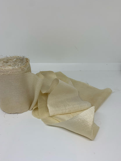 Sari silk rolls, 2.5 inch wide. Fabric silk roll for fibre art.