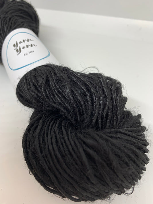 Banana yarn, black, vegan friendly yarn.