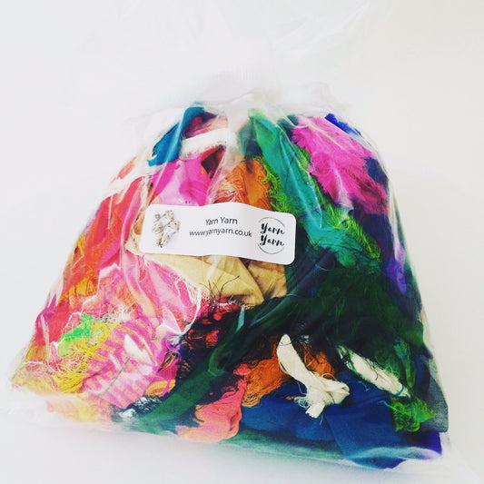 Mixed bag of loose ends, sari silk RIBBON. 100g bundle sold out