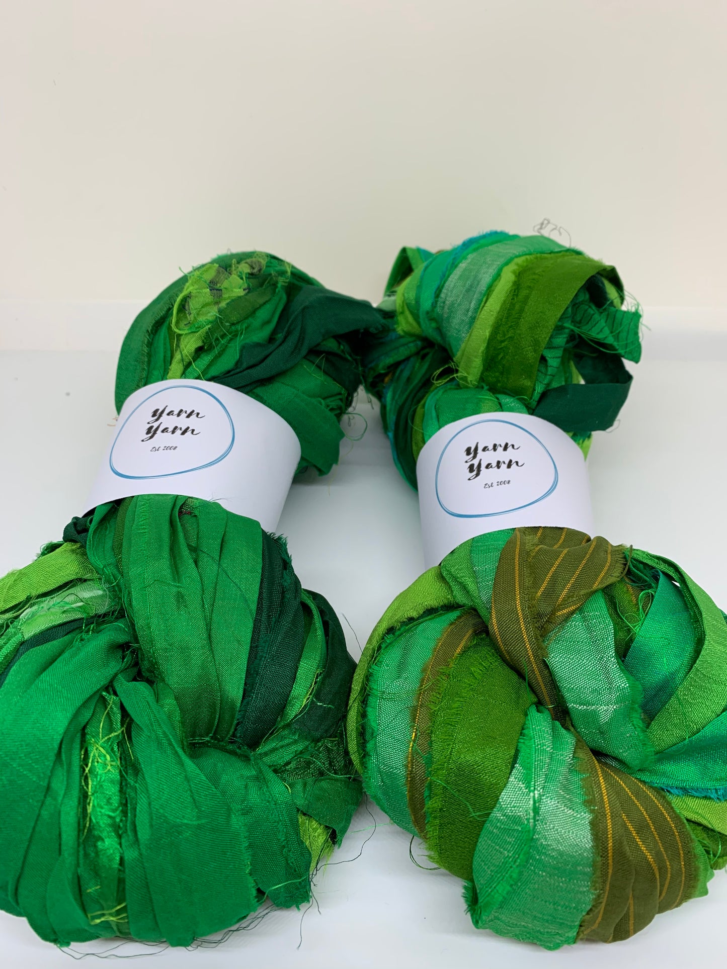 Sari silk ribbon, enchanted green, craft ribbon.