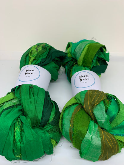 Craft Ribbon – Enchanted Green Sari Silk Ribbon.
