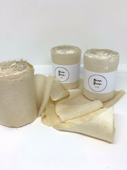 Sari silk rolls, 2.5 inch wide. Fabric silk roll for fibre art.