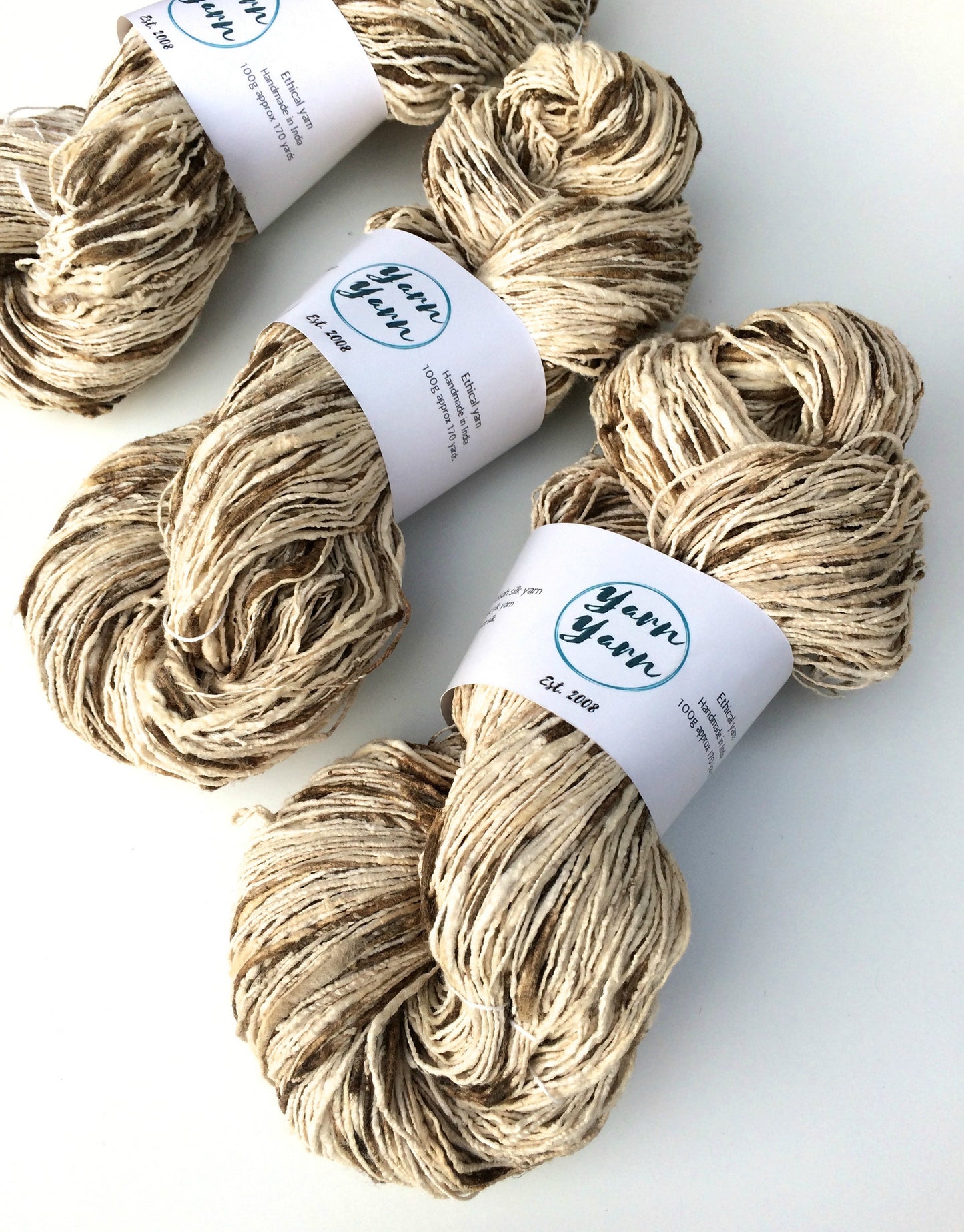 Organic eri and wild tassar raw silk yarn. SOLD OUT